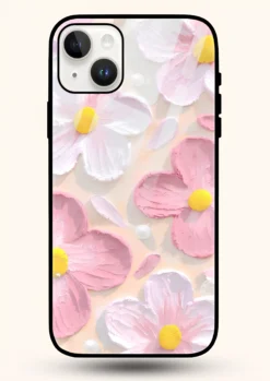 3D Pink Flower Back Cover For iPhone 15