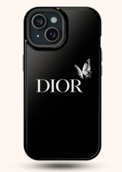 full black dior with butterfly phone case for iphone 15