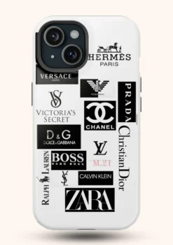 multi fashion brand black white stickers phone cover for iphone 15