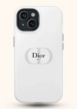 premium white dior phone cover for iphone 15